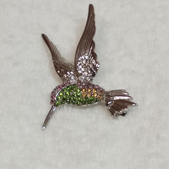 Charming 2" Rhinestone Hummingbird. Pin - Picture 3 of 7